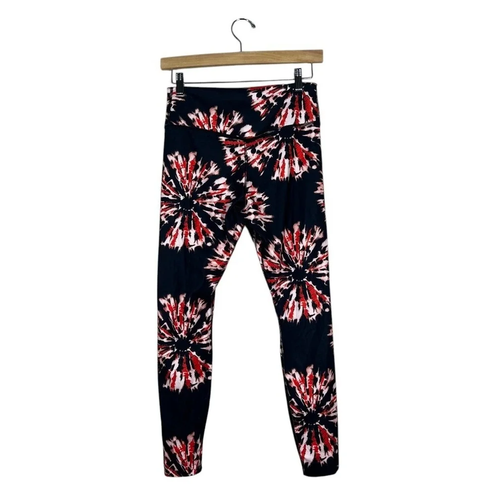 Nike Dri-FIT Tie Dye Burst Leggings Black Red White Athletic Yoga Size M
